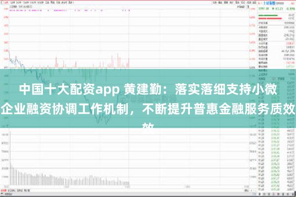 中国十大配资app 黄建勤：落实落细支持小微企业融资协调工作机制，不断提升普惠金融服务质效